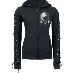 Bluzy damskie: Spiral Wolf Chi Bluza z kapturem rozpinana damska czarny
