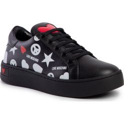 Sneakersy LOVE MOSCHINO - JA15513G08JJ100A Peace&Lo.Ne. Czarne półbuty damskie Love Moschino, na co dzień, bez wzorów, ze skóry ekologicznej, sportowe, bez obcasa, bez zapięcia. Za 839,00 zł.