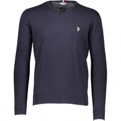 Sweter w kolorze granatowym. Niebieskie swetry klasyczne męskie marki U.S. Polo Assn., m, z haftami, z kaszmiru. W wyprzedaży za 217,95 zł.