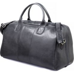 GERONE Grafitowa męska torba ze skóry Podróżna smooth leather. Czarne torby podróżne marki Brødrene, ze skóry, duże. Za 699,00 zł.