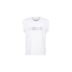 T-shirty z krótkim rękawem MICHAEL Michael Kors HT MIX LOGO TEE. Białe t-shirty damskie MICHAEL Michael Kors, s, bez wzorów, bez kołnierzyka. Za 379,00 zł.