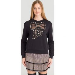 BLUZA TWINSET. Czarne bluzy damskie Twinset, s, w koronkowe wzory, z tkaniny, z długim rękawem, długie, bez kaptura. Za 369,50 zł.