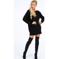 Czarny długi sweter oversize 0207. Czarne swetry oversize damskie Fasardi. Za 89,00 zł.