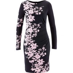 Sukienki: Sukienka shirtowa modelująca sylwetkę bonprix czarno-pastelowy jasnoróżowy
