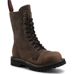 Glany NAGABA - 010h Oliwka Crazy. Zielone glany damskie Nagaba, ze skóry, klasyczne, bez obcasa, bez zapięcia. W wyprzedaży za 259,00 zł.