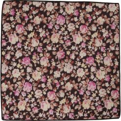 Brązowa Elegancka Poszetka w Kwiatki -ALTIES- Motyw Florystyczny, Męska POSZALTTANIA0252. Pomarańczowe poszetki męskie Alties, w kwiaty, z materiału, eleganckie. Za 16,90 zł.