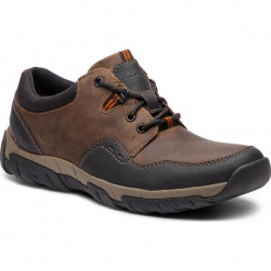 Półbuty CLARKS - WalbeckEdge II 261386577 Brown Leather. Pomarańczowe półbuty męskie Clarks, na co dzień, bez wzorów, ze skóry ekologicznej, bez zapięcia. W wyprzedaży za 299,00 zł.
