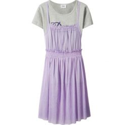 T-shirt + sukienka tiulowa (2 części) bonprix jasnoszary melanż - bez. Szare sukienki dziewczęce bonprix, bez wzorów, z tiulu, bez rękawów. Za 34,99 zł.
