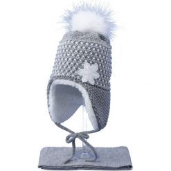 Czapka dziecięca z szalikiem CZ+S 043A szaro-biała r. 48-50. Białe czapeczki niemowlęce Proman. Za 52,11 zł.