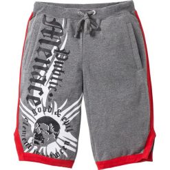 Bermudy dresowe Slim Fit bonprix szary melanż. Szare spodenki i szorty męskie bonprix, s, w paski, z dresówki. Za 89,99 zł.