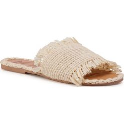Klapki MANEBI - Leather Sandals S 1.5 Y0 Natural Fringed. Brązowe klapki damskie Manebi, z aplikacjami, ze skóry, bez obcasa, na obcasie. Za 599,00 zł.