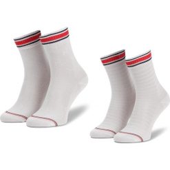 Zestaw 2 par wysokich skarpet damskich TOMMY HILFIGER - 393008001 White 300. Białe skarpetki damskie TOMMY HILFIGER, bez wzorów, z elastanu. Za 49,99 zł.