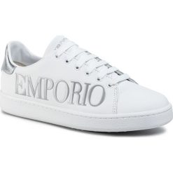 Sneakersy EMPORIO ARMANI - X3X061 XM085 N627 White/Silver. Białe półbuty damskie Emporio Armani, ze skóry. Za 839,00 zł.
