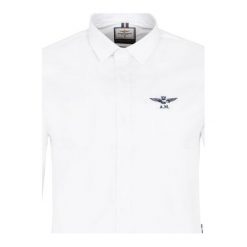 Koszula Aeronautica Militare. Białe koszule męskie xxl, bez wzorów, eleganckie, z włoskim kołnierzykiem, bez rękawów. Za 479,00 zł.