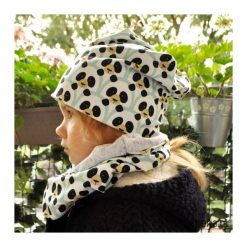 Komplet _ czapka BEANIE i komin _ PANDY. Brązowe czapeczki niemowlęce marki Pakamera. Za 75,00 zł.