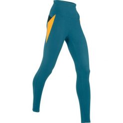 Legginsy sportowe, długie LEVEL1 bonprix niebieskozielono-miodowy. Niebieskie legginsy sportowe damskie bonprix, na fitness i siłownię. Za 79,99 zł.
