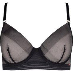 Biustonosz w kolorze czarnym. Czarne biustonosze Skiny Women & Men, z haftami. W wyprzedaży za 42,95 zł.