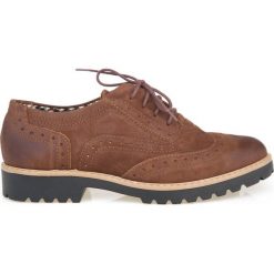 Półbuty - skóra naturalna - model 258 - kolor brązowy przecierka. Pomarańczowe półbuty damskie Zapato, bez wzorów, ze skóry, bez obcasa, bez zapięcia. W wyprzedaży za 269,10 zł.