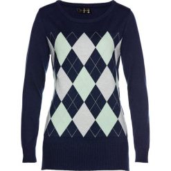Sweter bonprix ciemnoniebieski. Niebieskie swetry damskie bonprix, bez wzorów, klasyczne, bez rękawów, bez kaptura. Za 109,99 zł.