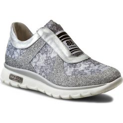 Sneakersy BALDININI - 698392XGLPN06 Pizzo/Nappa Argento. Szare półbuty damskie marki Baldinini, na co dzień, z aplikacjami, ze skóry, bez obcasa, na płaskiej podeszwie, bez zapięcia. W wyprzedaży za 719,00 zł.