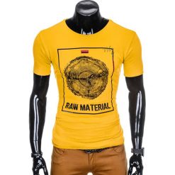 T-shirt męski z nadrukiem S928 - żółty. Żółte t-shirty męskie Ombre Clothing, s, z nadrukiem, bez kołnierzyka. Za 17,40 zł.