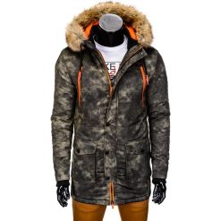 KURTKA MĘSKA ZIMOWA PARKA C300 - MORO. Szare parki męskie marki Ombre Clothing, na zimę, m, moro, z poliesteru. Za 139,00 zł.