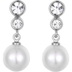 Kolczyki-wkrętki z perłami i kryształkami Swarovski. Szare kolczyki damskie Park Avenue, z perłą. W wyprzedaży za 45,95 zł.