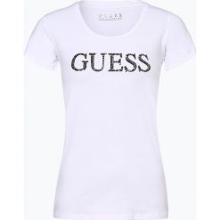 Guess Jeans - T-shirt damski, biały. Białe t-shirty damskie Guess Jeans, s, z aplikacjami, z bawełny, bez kołnierzyka. Za 159,95 zł.