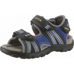 GEOX Kids Buty otwarte niebieski / żółty / czarny. Czarne buciki niemowlęce marki geox kids, z materiału, z otwartym noskiem, na rzepy. Za 273,00 zł.