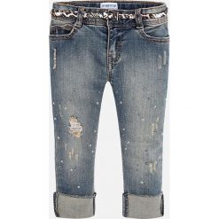 Mayoral - Jeansy dziecięce 92-134 cm. Niebieskie rurki dziewczęce Mayoral, z aplikacjami, z bawełny. Za 139,90 zł.