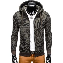 Bluzy męskie: BLUZA MĘSKA ROZPINANA Z KAPTUREM B769 - KHAKI