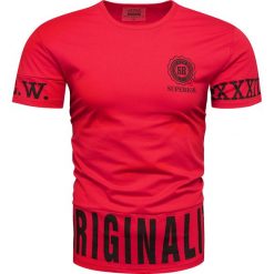 Koszulka męska czerwona Recea. Czerwone koszulki męskie Recea, xl, z nadrukiem, z bawełny, eleganckie, bez kołnierzyka, bez rękawów. Za 29,99 zł.