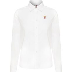 Koszula AERONAUTICA MILITARE. Białe bluzki damskie Aeronautica Militare, moro, z bawełny, klasyczne, z klasycznym kołnierzykiem, bez rękawów. Za 470,00 zł.