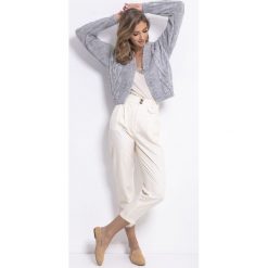 Sweter bomber zapinany szary - s/m. Szare swetry damskie e-margeritka.pl, s, bez wzorów, z wełny, eleganckie, z długim rękawem, długie, bez kaptura. Za 154,99 zł.