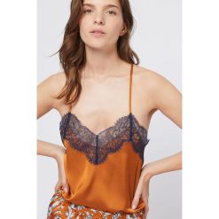 Etam - Top piżamowy. Pomarańczowe piżamy damskie Etam, xs, bez wzorów, z poliesteru, bez kołnierzyka. W wyprzedaży za 59,90 zł.