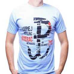 Koszulka męska t-shirt z nadrukiem niebieska Recea. Niebieskie koszulki męskie Recea, xl, z nadrukiem, z bawełny, bez kołnierzyka, bez rękawów. Za 49,99 zł.