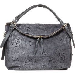 Shopper bag damskie: Skórzana torebka w kolorze szarym – 50 x 40 x 16 cm