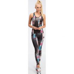 Legginsy: Czarne legginsy w kolorowe wzory H001
