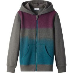 Bluza rozpinana z kapturem bonprix antracytowy melanż - fioletowa orchidea - ciemnoturkusowy. Szare bluzy dziewczęce bonprix, bez wzorów, bez rękawów, z kapturem. Za 32,99 zł.