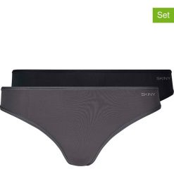 Stringi (2 pary) w kolorze antracytowym i czarnym. Szare stringi damskie Skiny Women & Men, z nadrukiem. W wyprzedaży za 42,95 zł.