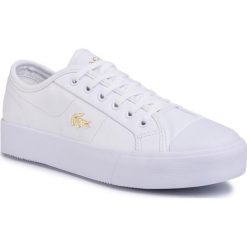Trampki LACOSTE - Ziane Plus Grand 1201 Cfa 7-39CFA005021G Wht/Wht. Białe półbuty damskie Lacoste, bez wzorów, ze skóry, bez zapięcia. Za 399,00 zł.