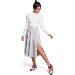 Spódnica midi rozkloszowana - szara. Szare spódniczki damskie BE, s, bez wzorów, z elastanu, sportowe, midi, rozkloszowane. W wyprzedaży za 169,00 zł.