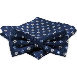 Modna Mucha Męska - Alties - Granat w Kwiatki MUALTS0302. Niebieskie muszki męskie Alties, na imprezę, w paski, eleganckie. Za 40,00 zł.