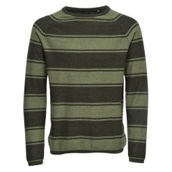 Only&Sons Męska Sweter Alexo 12 Striped Crew Neck Olive Drab (Rozmiar M). Zielone swetry męskie marki Only&Sons, m, bez wzorów, z bawełny, bez kołnierzyka, bez kaptura. W wyprzedaży za 124,00 zł.