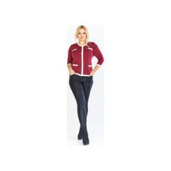 Sweter z kontrastującymi wstawkami z rękawem o długości 3/4. Brązowe swetry damskie Bird, xl, bez wzorów, bez rękawów, bez kaptura. Za 157,00 zł.