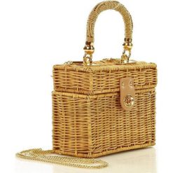 Torebka typu koszyk z naturalnych materiałów - kwadratowa rattan beż natura. Żółte kuferki damskie Merg Selection, w paski, z jeansu, eleganckie, bez dodatków. Za 199,00 zł.
