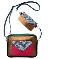 Torebki klasyczne damskie: Torebka Double Bag – miedź, karmin i zieleń