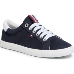 Tenisówki TOM TAILOR - 8091001 Navy. Niebieskie półbuty damskie Tom Tailor, bez wzorów, z gumy, bez zapięcia. Za 129,00 zł.