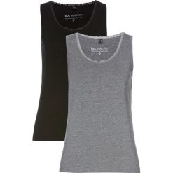 Topy damskie: Top (2 szt.) bonprix szary melanż + czarny
