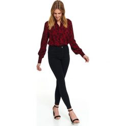 Printowana koszula z bufiastymi rękawami. Czerwone koszule damskie Top Secret, na zimę, w kwiaty, z tkaniny, eleganckie, bez kołnierzyka, z długim rękawem. Za 99,99 zł.
